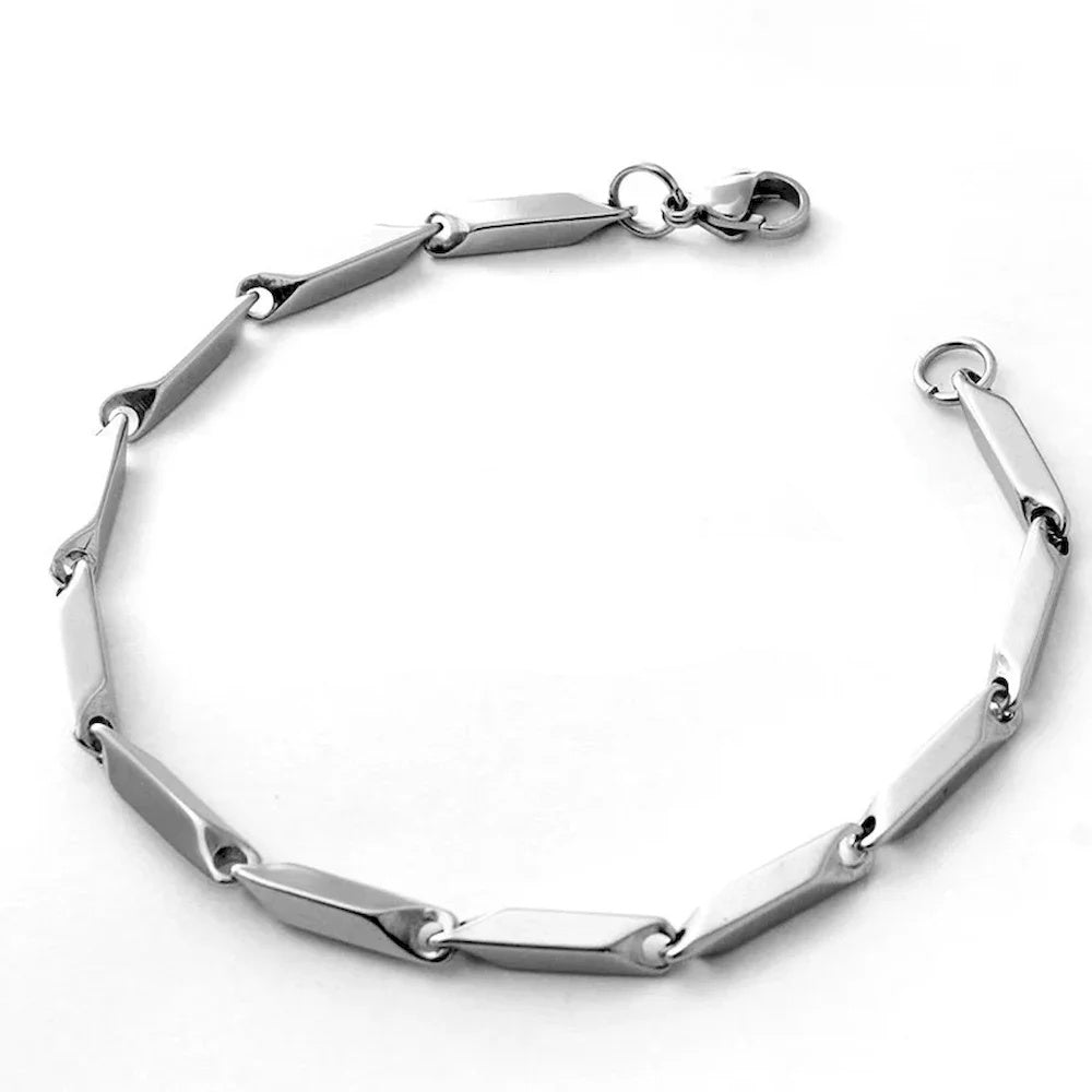 Stainless Steel Rhombus Bamboo Chain Bracelet | Trendy Charm Bracelet for Men | Waterproof & No Fading