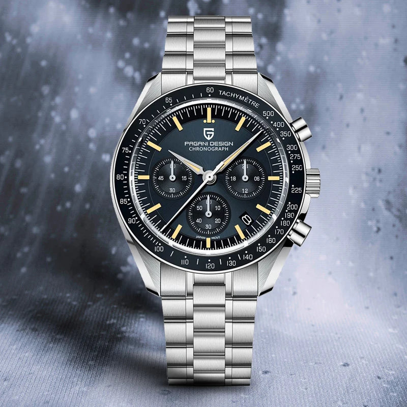 PAGANI DESIGN PD-1701B Chronograph Watch for Men | 100M Waterproof Stainless Steel Wristwatch with Seiko VK63 Quartz Movement