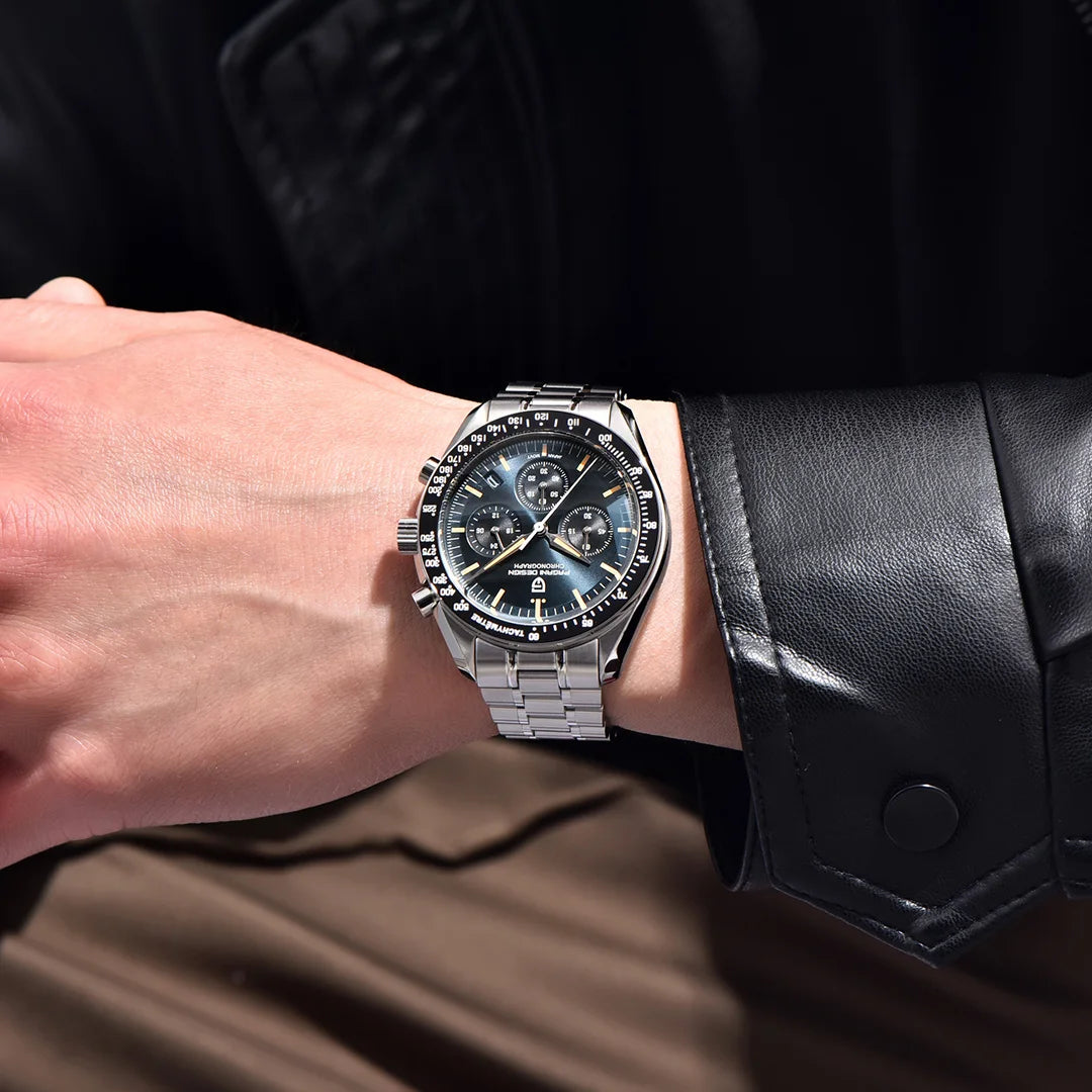 PAGANI DESIGN PD-1701B Chronograph Watch for Men | 100M Waterproof Stainless Steel Wristwatch with Seiko VK63 Quartz Movement