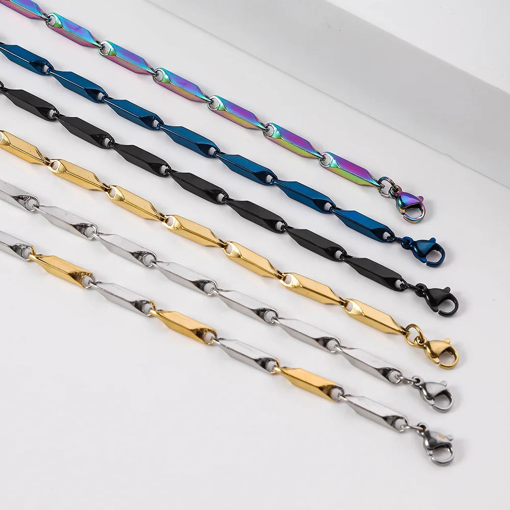 Stainless Steel Boboman Rhombus Bamboo Chain Necklace | Trendy Chain for Men | Waterproof & No Fading