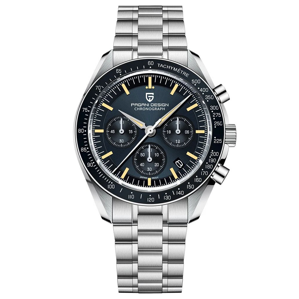 PAGANI DESIGN PD-1701B Chronograph Watch for Men | 100M Waterproof Stainless Steel Wristwatch with Seiko VK63 Quartz Movement
