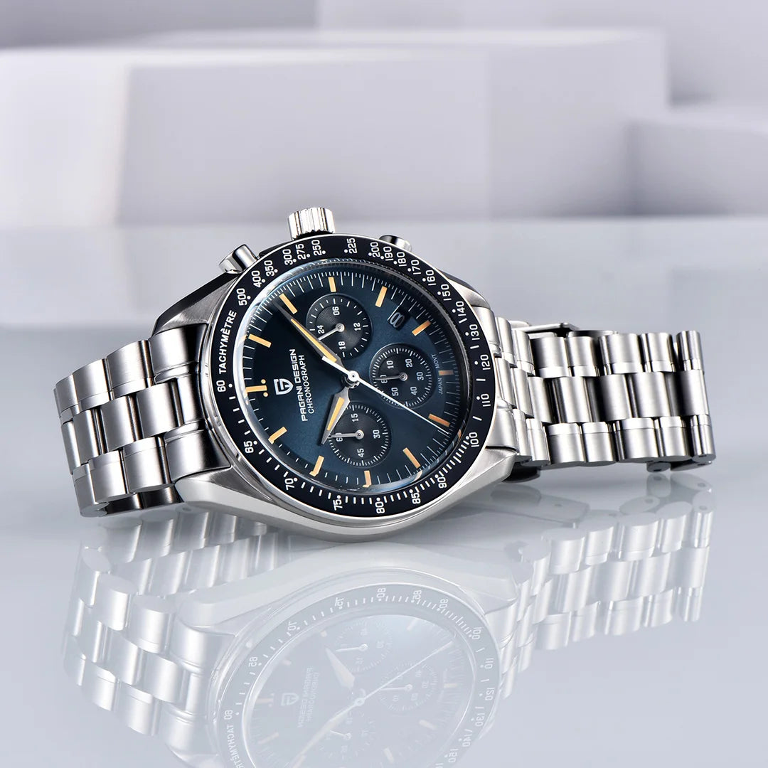 PAGANI DESIGN PD-1701B Chronograph Watch for Men | 100M Waterproof Stainless Steel Wristwatch with Seiko VK63 Quartz Movement