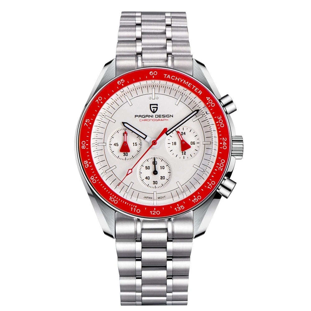 PAGANI DESIGN PD-1701B Chronograph Watch for Men | 100M Waterproof Stainless Steel Wristwatch with Seiko VK63 Quartz Movement