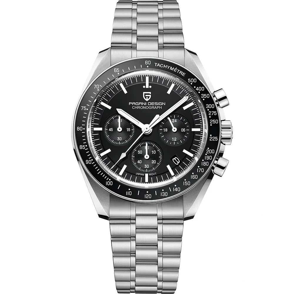 PAGANI DESIGN PD-1701B Chronograph Watch for Men | 100M Waterproof Stainless Steel Wristwatch with Seiko VK63 Quartz Movement