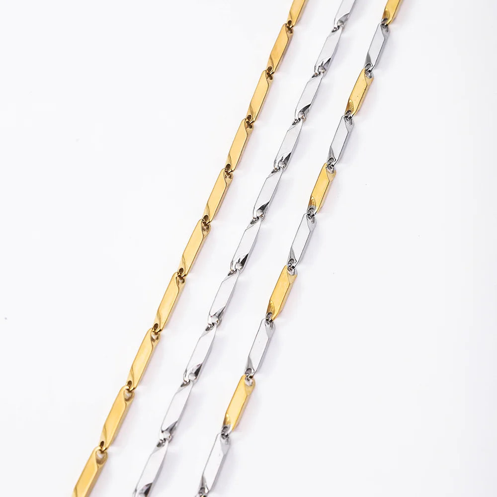 Stainless Steel Boboman Rhombus Bamboo Chain Necklace | Trendy Chain for Men | Waterproof & No Fading