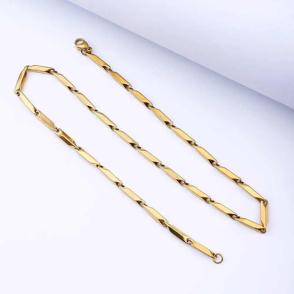 Stainless Steel Boboman Rhombus Bamboo Chain Necklace | Trendy Chain for Men | Waterproof & No Fading