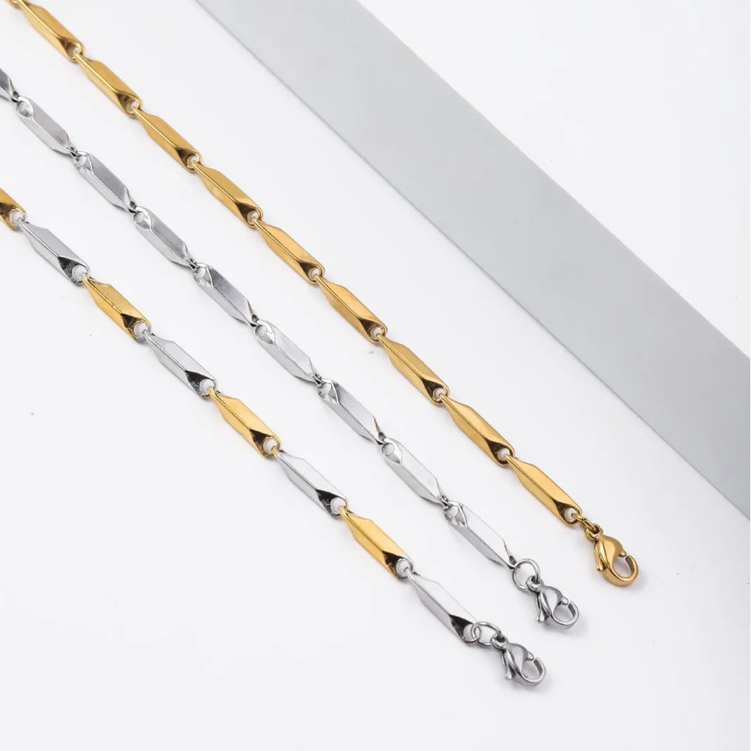 Stainless Steel Boboman Rhombus Bamboo Chain Necklace | Trendy Chain for Men | Waterproof & No Fading