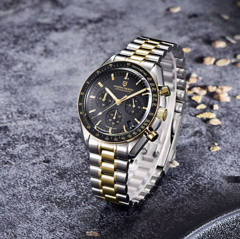 PAGANI DESIGN PD-1701B Chronograph Watch for Men | 100M Waterproof Stainless Steel Wristwatch with Seiko VK63 Quartz Movement