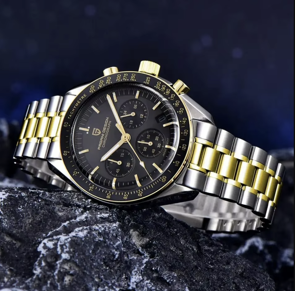 PAGANI DESIGN PD-1701B Chronograph Watch for Men | 100M Waterproof Stainless Steel Wristwatch with Seiko VK63 Quartz Movement