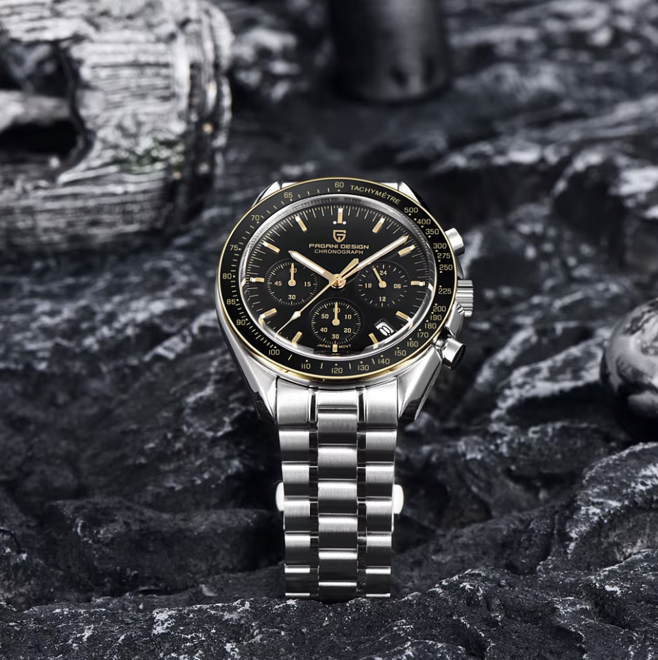 PAGANI DESIGN PD-1701B Chronograph Watch for Men | 100M Waterproof Stainless Steel Wristwatch with Seiko VK63 Quartz Movement